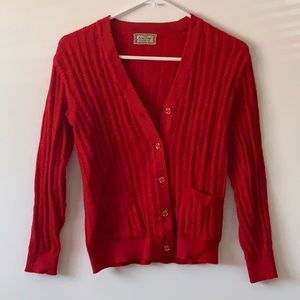Cable Knit Vintage Red Cardigan